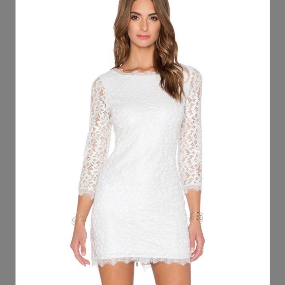 Diane Von Furstenberg white lace cocktail dress